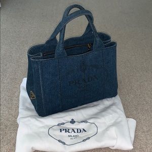 prada canapa denim bag
